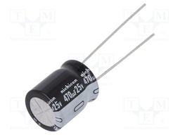 Capacitor: electrolytic; THT; 470uF; 25VDC; Ø10x12.5mm; Pitch: 5mm