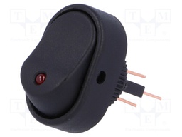ROCKER; SPST; Pos: 2; OFF-ON; 30A/12VDC; black; LED 12VDC; -20÷85°C