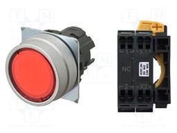 Switch: push-button; 22mm; Stabl.pos: 1; flat; Pos: 2