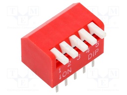 Switch: DIP-SWITCH; Poles number: 5; OFF-ON; 0.025A/24VDC; Pos: 2/5