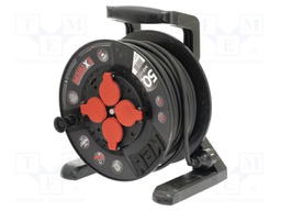 Extension lead; reel,with non-rotating sockets; Sockets: 4; 50m