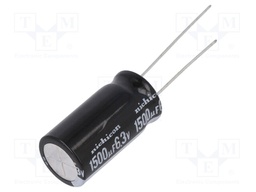 Capacitor: electrolytic; THT; 1500uF; 6.3VDC; Ø12.5x25mm; ±20%