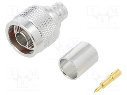 Plug; N; male; straight; 50Ω; crimped; teflon; gold-plated