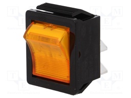 ROCKER; DPST; Pos: 2; OFF-ON; 16A/250VAC; yellow; neon lamp 250V