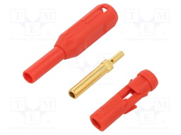 Socket; 2mm banana; red; gold-plated; 38.2mm; Type: insulated