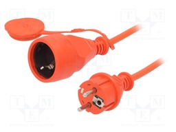 Extension lead; 3x1.5mm2; Sockets: 1; PVC; orange; 20m; 10A