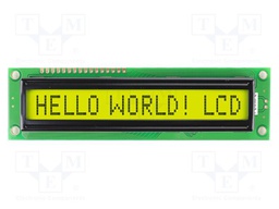 Display: LCD; STN Positive; 16x1; yellow-green; 122x33mm; LED; 1x16
