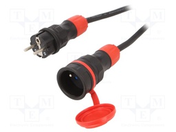 Extension lead; Sockets: 1; rubber; black; 3x1,5mm2; 10m; 16A