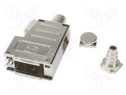 D Sub Backshell, DE, 75°, 180°, Metallised Thermoplastic Body