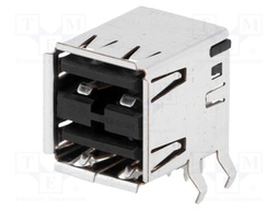 Socket; USB A; on PCBs; THT; PIN: 8; angled 90°; double