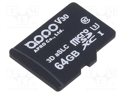 Memory card; industrial; 3D aSLC,microSDXC; 64GB; -25÷85°C