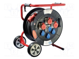 Extension lead; 5G2.5mm2; Sockets: 7; rubber; black; 40m; 16A