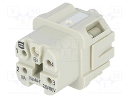 Connector: HAN; female; Han A; PIN: 5; 4+PE; size 3A; screw terminal