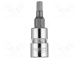 Socket; hex key,socket spanner; HEX 4mm; 1/4"; short