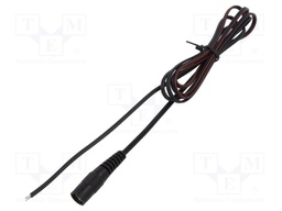 Cable; wires,DC 5,5/2,5 socket; straight; 0.35mm2; black; 1.5m