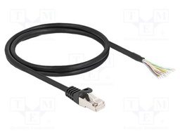 Patch cord; S/FTP; wires,RJ50 plug; 1m; PVC; black; 26AWG