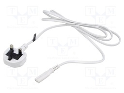 Cable; 2x0.75mm2; BS 1363 (G) plug,IEC C7 female; PVC; 3m; white