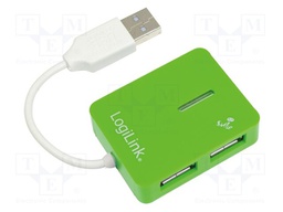Hub USB; USB 1.1,USB 2.0; PnP; green; Number of ports: 4; 480Mbps