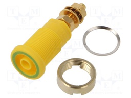 Connector: 4mm banana; socket; 32A; 1kVDC; yellow-green; screw
