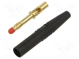 Plug; 4mm banana; 32A; 1kV; black; insulated; 2.5mm2; gold-plated