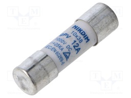 Fuse: fuse; gPV; 12A; 1kVDC; cylindrical; 10x38mm