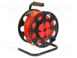 Extension lead; reel; Sockets: 4; PVC; orange; 3x2,5mm2; 30m; 16A