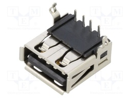 USB Connector, USB Type A, USB 2.0, Receptacle, 4 Ways, Through Hole Mount, Right Angle