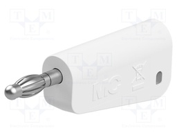 Plug; 4mm banana; 19A; 30VAC; 60VDC; white; nickel plated; 2.5mm2