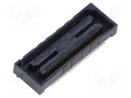 Mezzanine Connector, Receptacle, 0.5 mm, 2 Rows, 60 Contacts, Surface Mount, Phosphor Bronze