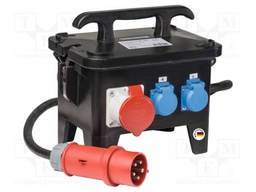 Electric switchboard; 5G6mm2; Sockets: 6; rubber; black; 2m; 32A