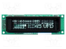 Display: VFD; alphanumeric; 24x4; Char: 3.34mm; 350-2000cd/m2