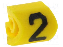 Markers for cables and wires; Label symbol: 2; 1÷3mm; PVC; yellow