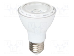 LED lamp; white cold; E27; 220÷240VAC; 450lm; P: 8W; 40°; 6000K; IP20