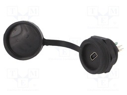 Socket; USB B mini; 1310; for panel mounting,rear side nut; THT