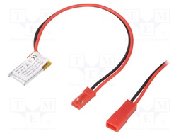 Re-battery: Li-Po; 3.7V; 50mAh; Leads: cables; 3x10x20mm