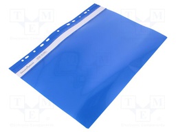 Document wallet; with holes; A4; blue; PVC