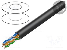 Wire; U/UTP; 4x2x24AWG; 5e; outdoor; wire; Cu; PE; black; 50m; CPR: Fca
