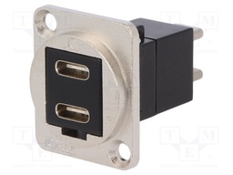 Adapter; USB C socket-front,USB C plug-back; FT; double; metal
