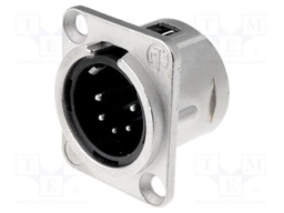 Socket; XLR; male; PIN: 5; flange (2 holes),for panel mounting