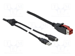Cable; DIN mini 3pin plug,PoweredUSB plug,USB A plug; 3m; black