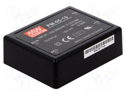 Power supply: switched-mode; modular; 4.95W; 15VDC; 0.33A; 85g