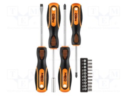 Kit: screwdrivers; Phillips,slot; Size: PH1,PH2,SL 6,5; 14pcs.