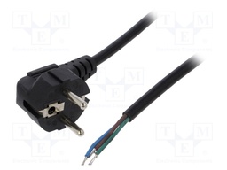 Cable; CEE 7/7 (E/F) plug angled,wires; 1.5m; black; PVC; 10A