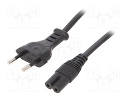 Cable; CEE 7/16 (C) plug,IEC C7 female; 4m; black; PVC; 2x0,75mm2