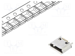 Socket; USB B micro; SMT; PIN: 5; vertical; USB 2.0; 1.8A