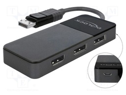 Splitter; DisplayPort 1.4; 0.12m; black; plastic; black