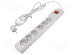 Plug socket strip: protective; Sockets: 6; 250VAC; 10A