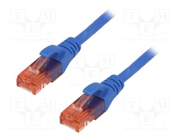 Patch cord; U/UTP; 6; stranded; CCA; PVC; blue; 5m; 26AWG