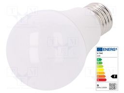 LED lamp; warm white; E27; 220/240VAC; 806lm; 9W; 200°; 3000(typ)K