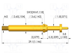 Test needle; Spring compression: 4mm; 5mm; 8A; CuBe; gold-plated